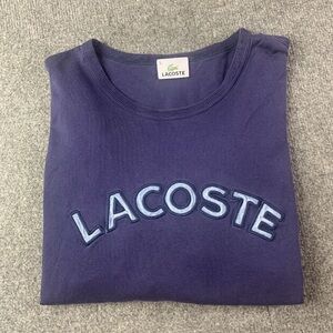 Lacoste Mens 100% Cotton Long Sleeve Crew Neck Tee Shirt Size 5 Blue